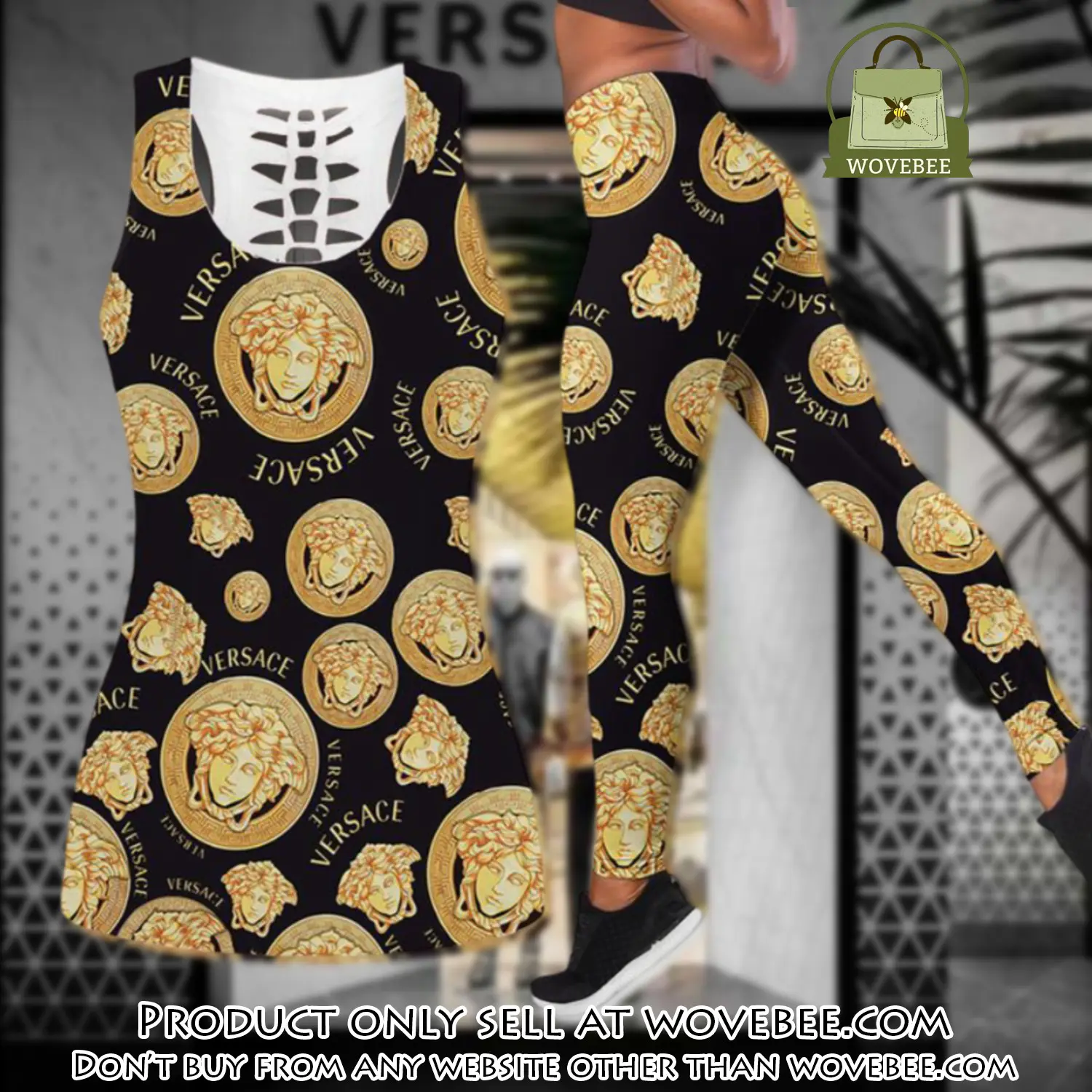 Gianni versace tank top leggings set luxury brand for women yoga gym wvb0325038